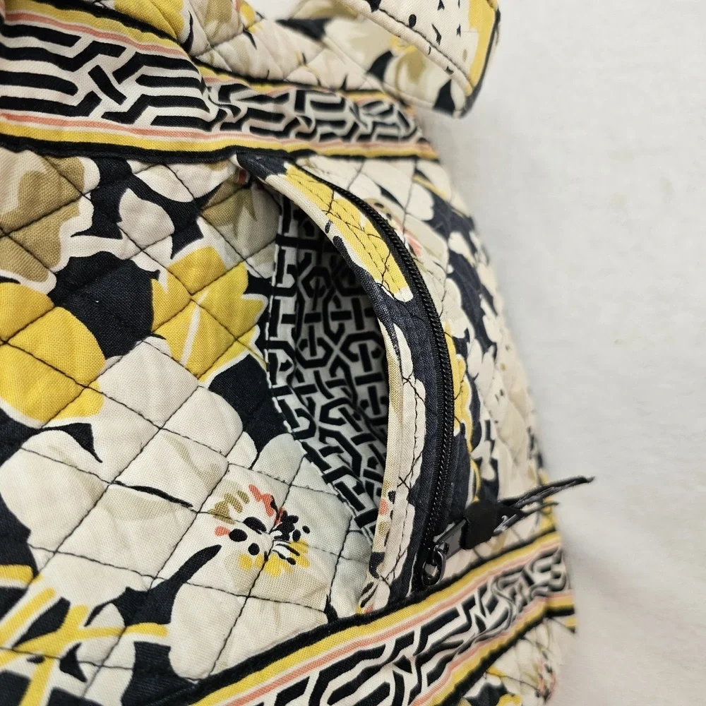 Vera Bradley Dogwood On The Go Hipster Crossbody Purse Bag Black Yellow White